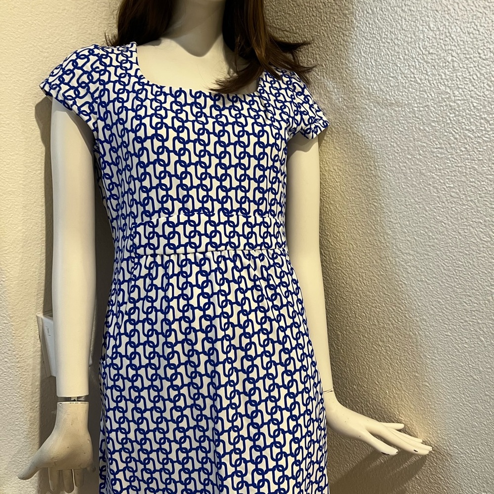 Jude Conally dress in blue white